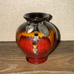 Clay Drip Glaze Small Table Vase with Charms